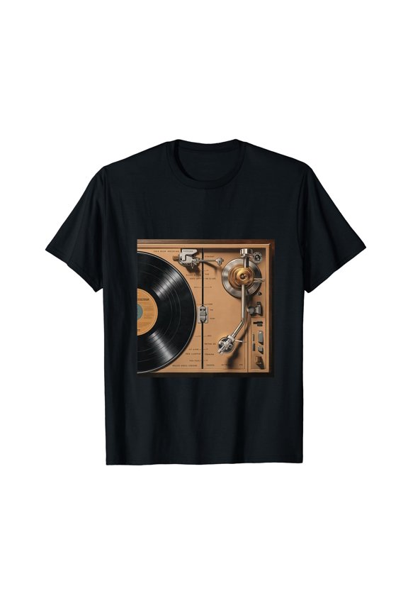 Vinyl Record Player Vintage T-Shirt for Men Women Cotton Top Tee Fashion Casual Short Sleeves