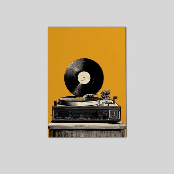 Vinyl Record Player Wall Art, Vintage Music Room Decor Poster size 24''x36'' Goldengate