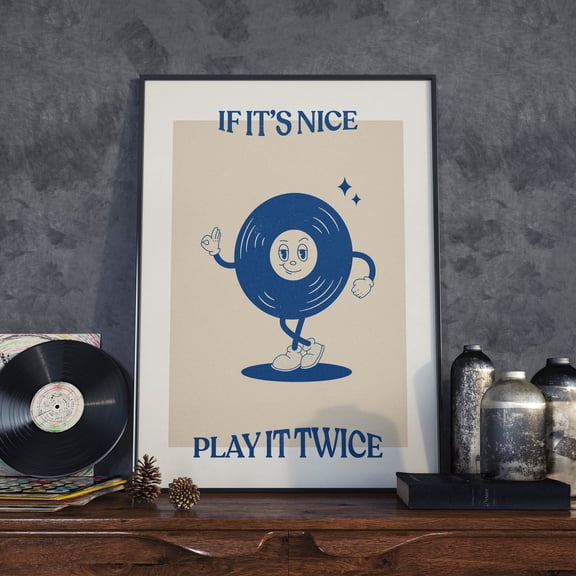 Vinyl Record Print, Retro Music Poster, Unframed Paper Poster 8x10in