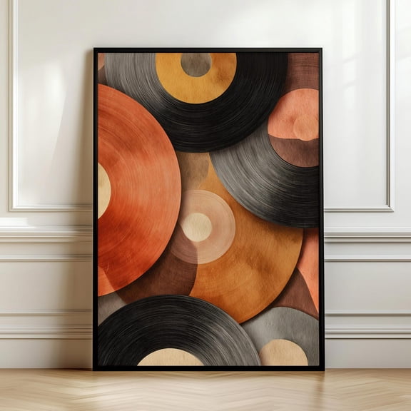 Vinyl Record Retro Music Geometric Decor Wall Art Unframed Paper Print