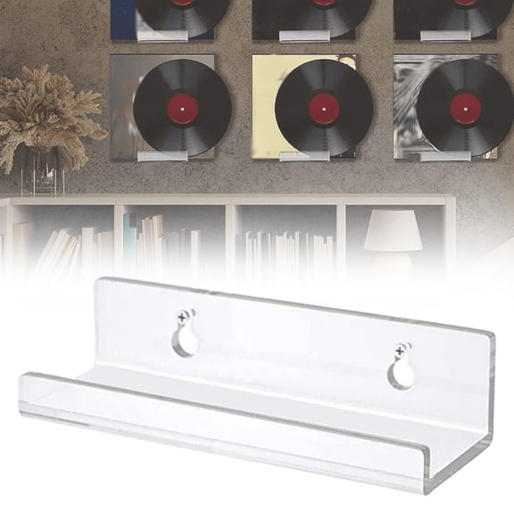 Vinyl Record Shelf Wall Mount, 8 Pack Clear Acrylic Album Record Holder Display, Clear Acrylic Album Record Holder Display,Bookshelf, Floating Wall Shelves For Bathroom, Bedroom, Living Room, Kitchen