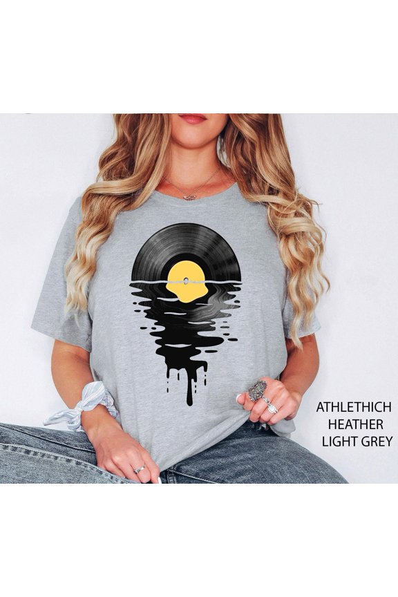 Vinyl Record Shirt, Vinyl Cool Sunset, Music Lover Tee for Men, Music Her, LP Record Collector, DJ Music Clothing, Teacher