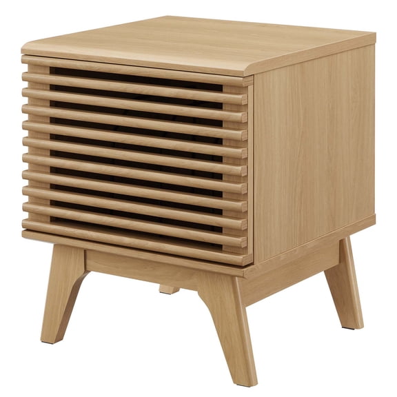 Vinyl Record Side Table Cabinet Stand, Brown Oak, Wood, Modern Contemporary, Mid Century Living Hotel Lounge Cafe Lobby