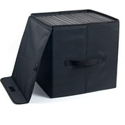 Vinyl Record Storage Box for 12-inch Records Crate Holds up to 90 records,Pack of 1-13.7x 12.9x 12.9 Inch LP record storage - Black