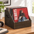 Multiple Comparment Container Vinyl Record Storage Crate Box, Black, 1 Pack, Holds Up To 60+ Records ...