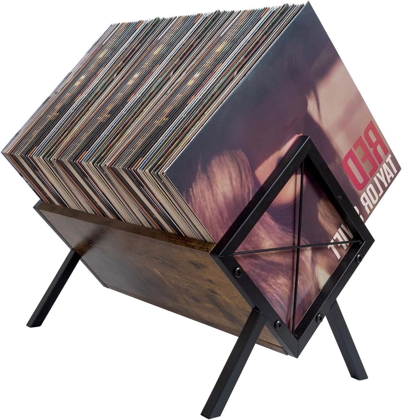 Vinyl Record Storage Holder, 2-Tier with Dividers, Retro Style, Quick ...