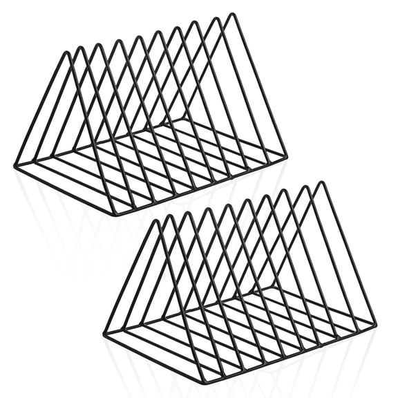 Vinyl Record Storage Holder File Magazine Holder 9 Slot Metal Vinyl Record Stand Book Newspaper Holder for Home Office 2 Pack