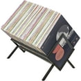 thumbnail image 1 of Vinyl Record Storage Holder, Holds up to 90-110 LPs, Metal Vinyl Record Organizer Stand, Simple/Functional/Easy Assembly, Classical Design for Files/Book/Magazine Record Rack (Black), 1 of 10