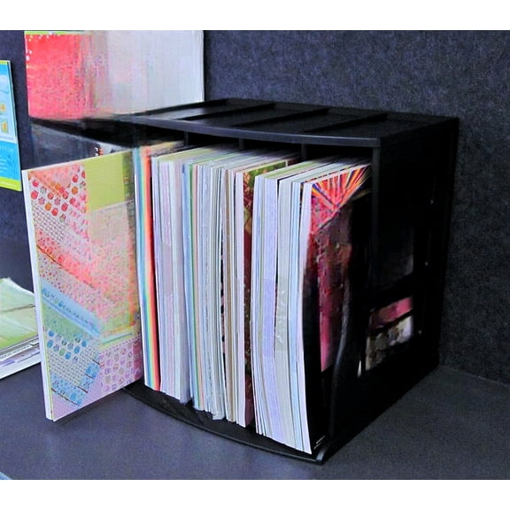 Vinyl Record Storage Holder, LP Box, Scrapbook 12x12 Paper Rack, Desktop Organizer, Ring Binder Stand, Vertical Book Shelf, Lever Arch Filing Crate, Photo Album Cube - Stackable$$Furniture