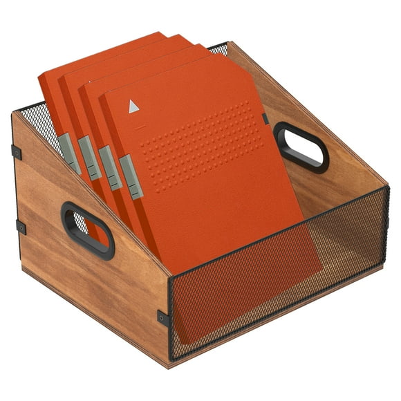 Vinyl Record Storage, Record Box Case Crate, Vinyl Record Album Holder, Desktop Metal & Wooden LP Record Crate