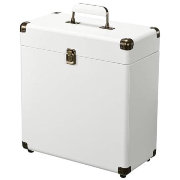Vinyl Record Storage Record Holder Display Box Album Storage Moving Boxes Holds 30+ Valuable Records 7/10/12 Inch Record Crates Vinyl Organizer for Journey White