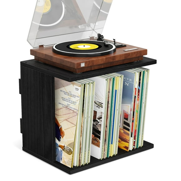 Vinyl Record Storage, Vinyl Record Stand Wall Mount up to 80-100 Albums, 3-Compartment Vinyl Record Holder