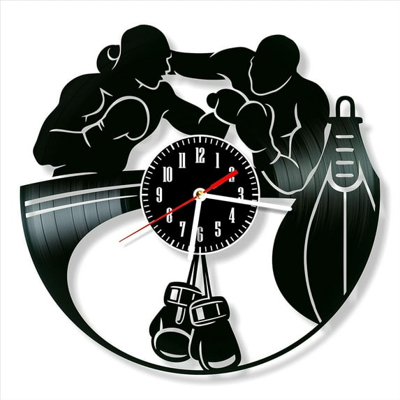 Vinyl Record Wall Clock Boxing Style Silent Gift for Friend Birthday Wall Decor Retro Nostalgic Home Decor 12 Inch