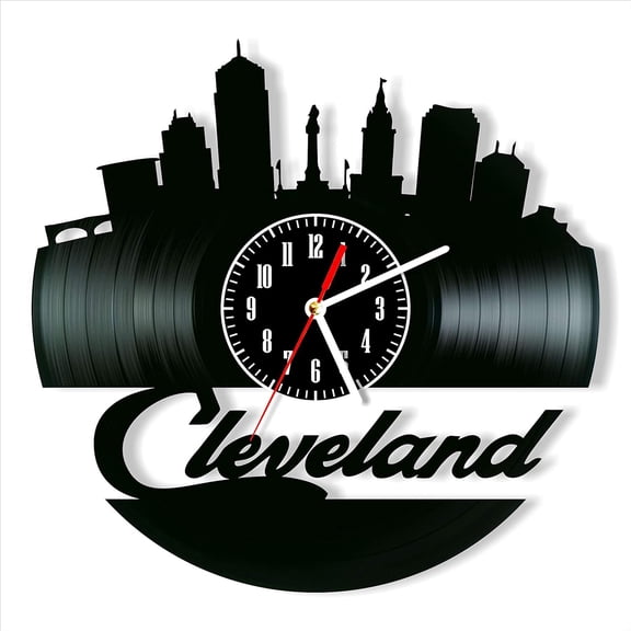 Vinyl Record Wall Clock Cleveland Style Silent Gift for Friend Birthday Wall Decor Retro Nostalgic Home Decor 12 Inch