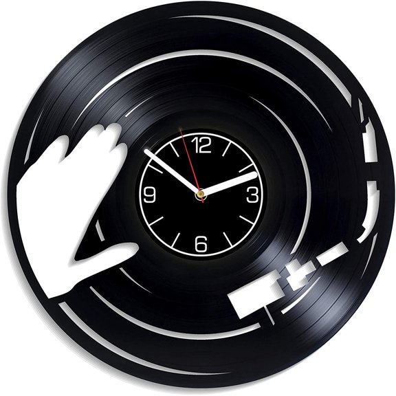 Vinyl Record Wall Clock DJ Style Silent Gift for Friend Home Decoration Accessorie Living Room Decor 12 Inch