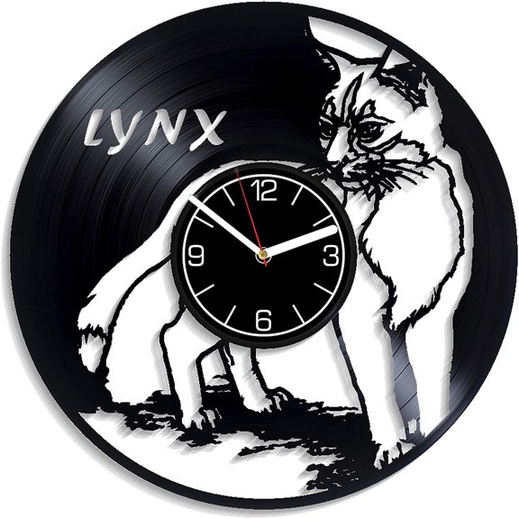 Vinyl Record Wall Clock Lynx Style Silent Gift for Friend Home Decoration Accessorie Living Room Decor 12 Inch