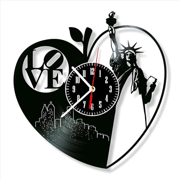 Vinyl Record Wall Clock New York Style Silent Gift for Friend Birthday Wall Decor Retro Nostalgic Home Decor 12 Inch