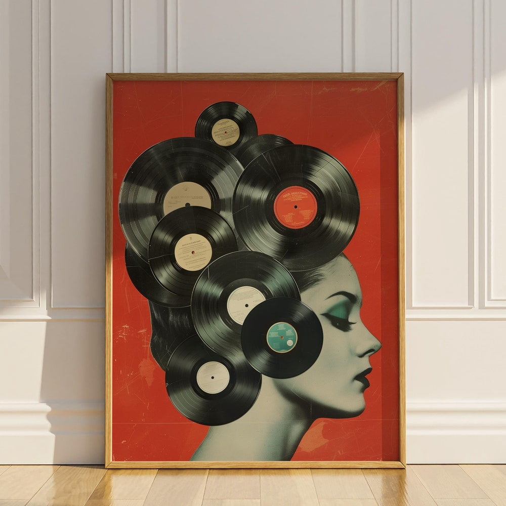 Vinyl Records Collage DJ Music Vintage Retro Poster - Walmart.com