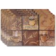 thumbnail image 1 of Vinyl Rectangular Placemats Set of 4 - Non Slip Place Mats Ideal for Indoor and Outdoor Dining Table - Washable and Heat Resistant Fall Placemats for Kitchen Tables (Coffee Tiles), 1 of 1