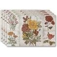 thumbnail image 1 of Vinyl Rectangular Placemats Set of 4 - Non Slip Place Mats Ideal for Indoor and Outdoor Dining Table - Washable and Heat Resistant Fall Placemats for Kitchen Tables (Flowers), 1 of 1