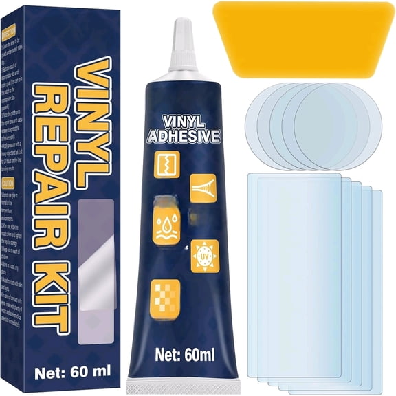 Vinyl Repair Kit Transparent, Waterproof Pool Liner Patch Kit, for Air Mattress, Hot Tubs, Inflatables, PVC, ABS, EVA and Rubber Materials, 60ml