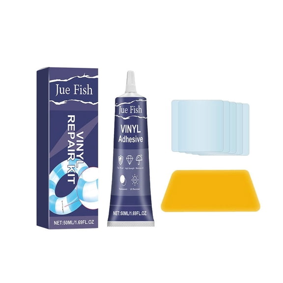 Vinyl Repair Kit for Inflatables, Pools, Air Mattresses, Boat Covers, 50ml Adhesive, 4 Clear Patches