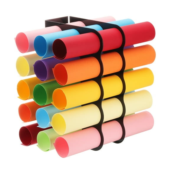 Vinyl Roll Storage Rack, 1 Set Multiple Holes Display Stand for Up to 15-Holes, Black