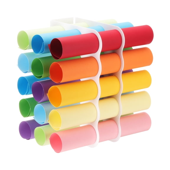 Vinyl Roll Storage Rack, 1 Set Multiple Holes Display Stand for Up to 15-Holes, White