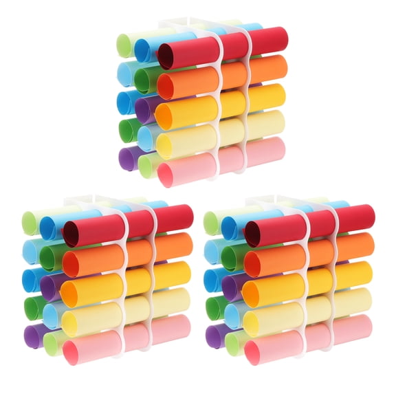 Vinyl Roll Storage Rack, 3 Set Multiple Holes Display Stand for Up to 30-Holes, White