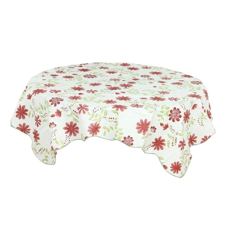 Unique Bargains Vinyl Square Tablecloth Red Flower 53" x 53"