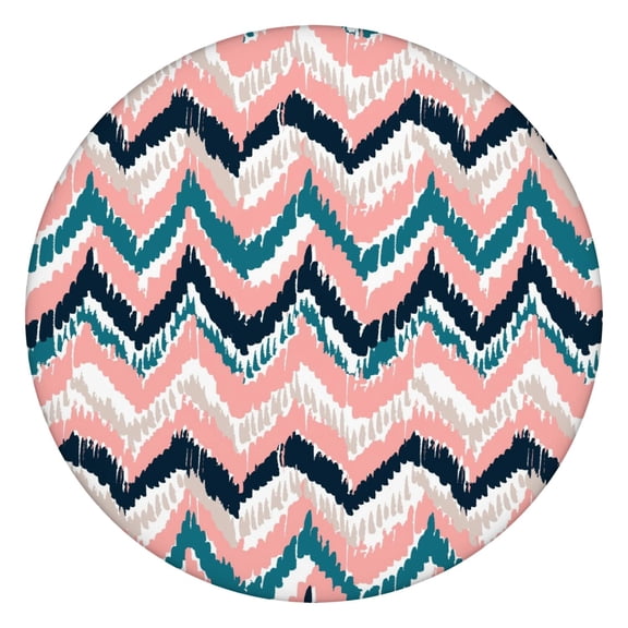 Vinyl Round Tablecover with Floral Bohemian Print, 44 Inch Elastic Edge Fits 38"-42" Tables, Easy Wipe Clean for All Occasions