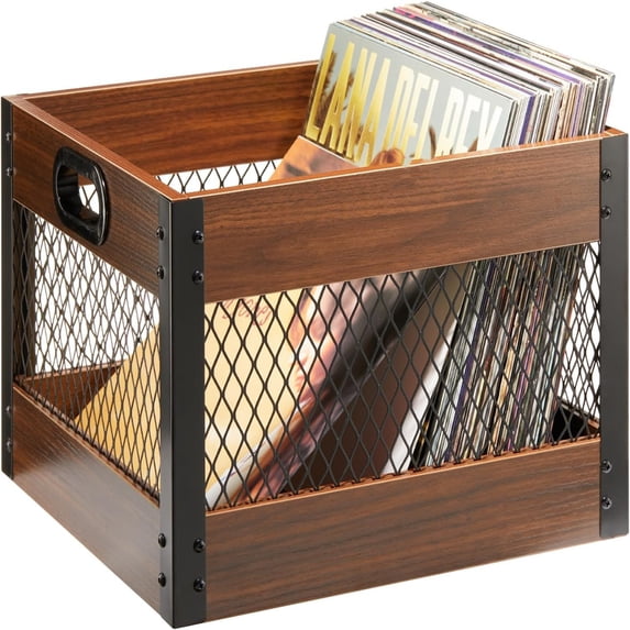 Vinyl Rrd Storage Crate, Wooden LP Album Shelf Vinyl Storage Cube ...
