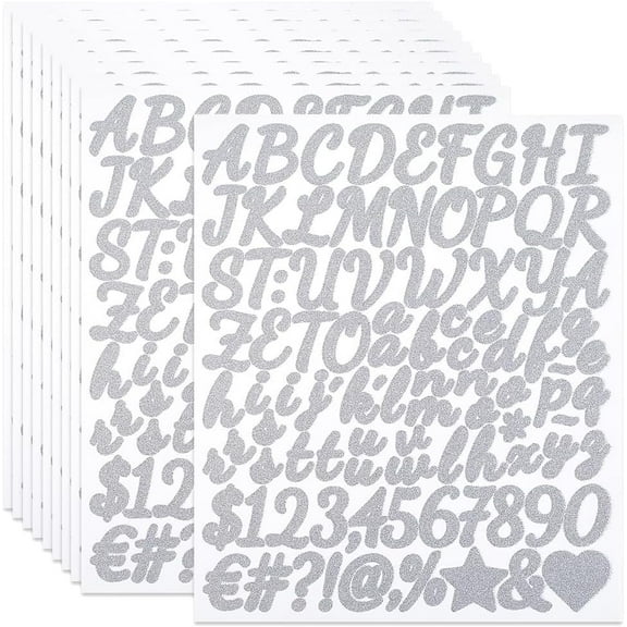 Vinyl Self Adhesive Laser Stickers Letter A~Z for Laptop Refrigerator Phone DIY Photo Album Diary Scrapbook Decoration Silver 193x230x0.2mm