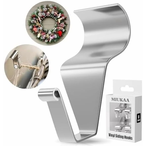 Vinyl Siding Hangers Hooks (8 Pack), Sturdy No Hole Hooks for Hanging Outdoor, Clips to Hang String Lights & Decorations, Garland Wreath Hanger