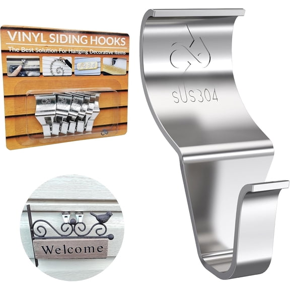 Vinyl Siding Hooks Hanger (6 Pack) | No Drill Vinyl Siding Clips for Outdoor Decor