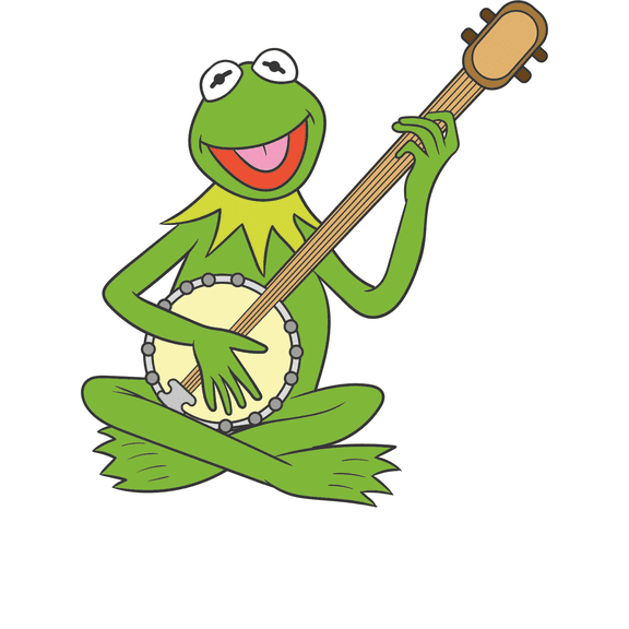 Vinyl Singing Green Frog Decor Kids Bedroom Living Room Kermit The Frog Adhesive Wall Decoration Sticker - 10" x 20" Sesame Street Muppet Character Design Home Nursery Art Removable Wall Decal