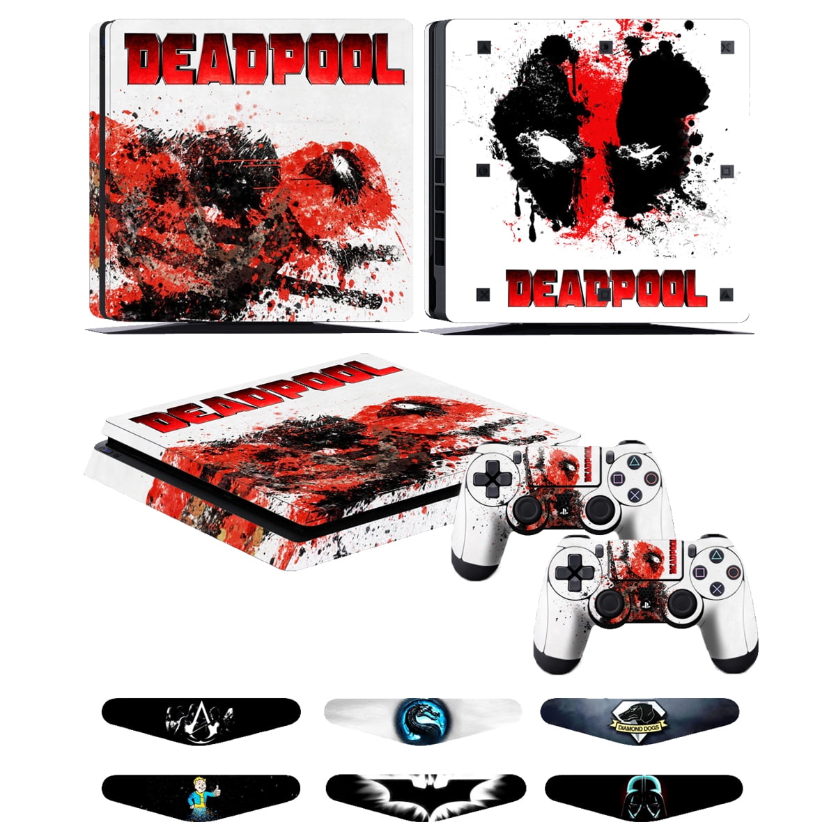 PS4 Sticker Decal Skin for Sony Palystation 4 Console & 2 Controller- Red  Logo