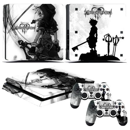 Vinyl Skin Cover Decal Protective Sticker for Sony PS4 Slim Console and 2 Dualshock Controllers - Kingdom Hearts