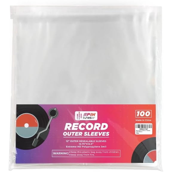 Vinyl Sleeves - Anti Static and Dust Archival Record Cover - Protective Plastic and Rice Paper LP Album Sleeve Covers for 12-Inch Records (Outer sleeve)
