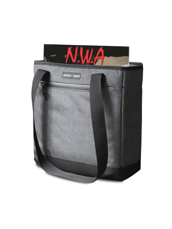Vinyl Record Carry Bag Water-Resistant Canvas DJ Sling Bag for LPs Holds 36 Records Protective Foam Interior Adjustable Shoulder Strap for Collectors
