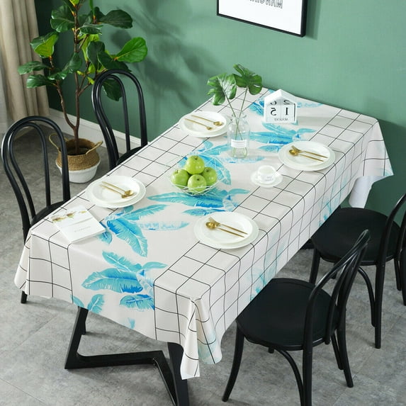 Vinyl Square Table Cover Wipe Clean PVC Tablecloth Oil-Proof/Waterproof Stain