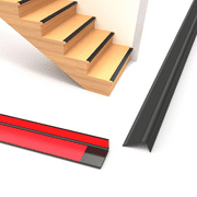 Vinyl Stair Nosing, 7Ft Self Adhesive Stair Edge Protector Stair Treads Non Slip, Children Old People Anti-Slip Stair Step Rubber Strips, Stair Edge Molding, Outdoor & Indoor Waterproof Black