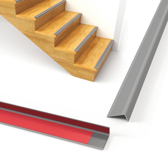 Vinyl Stair Nosing, 7Ft Self Adhesive Stair Edge Protector Stair Treads Non Slip, Children Old People Anti-Slip Stair Step Rubber Strips, Stair Edge Molding, Outdoor & Indoor Waterproof Grey