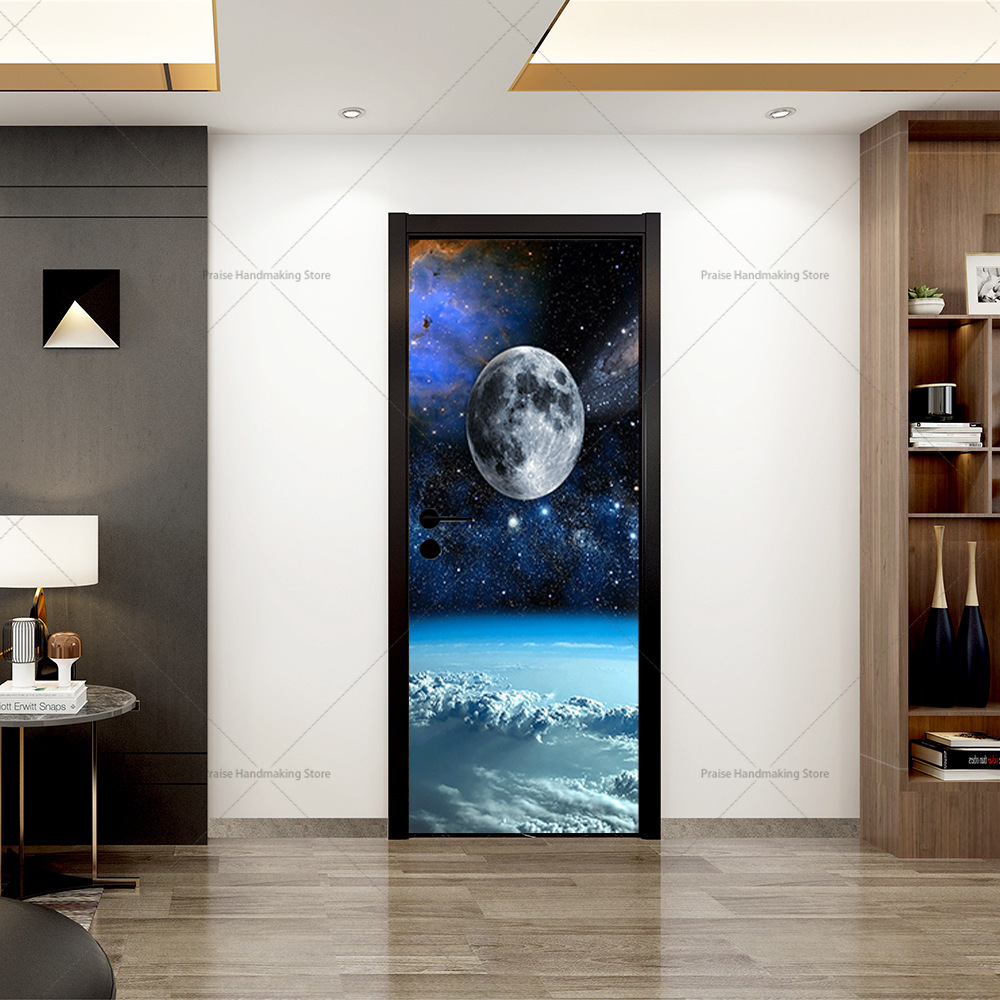 Vinyl Starry Sky Background Door Sticker Bedroom Background Wall ...