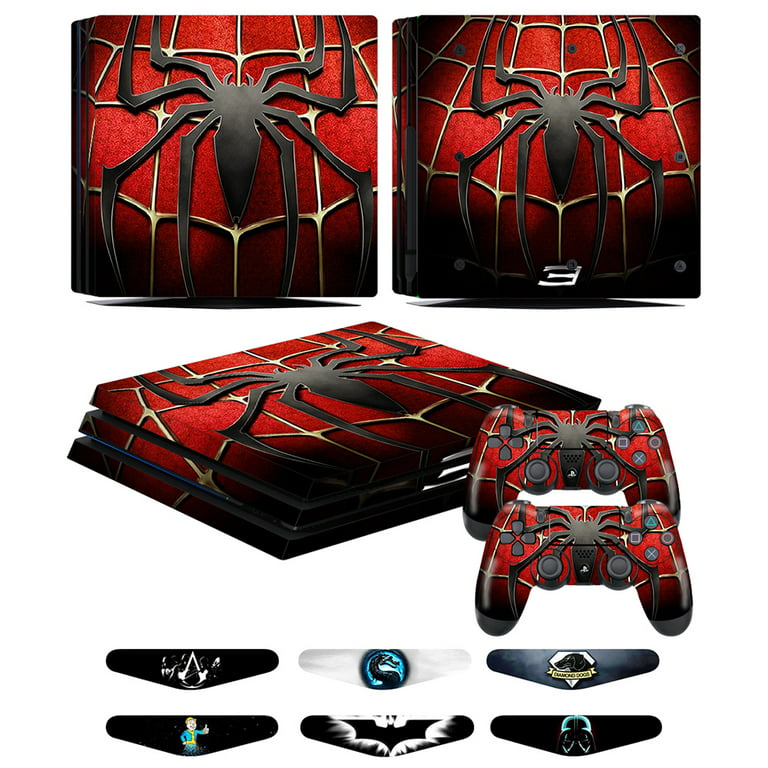 PS4 Sticker Decal Skin for Sony Palystation 4 Console & 2 Controller- Red  Logo