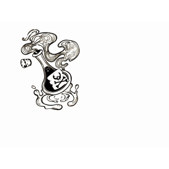 Vinyl Sticker Flask Potion Skull Halloween Magic Sketch Tattoo Mural Decal Wall Art Decor