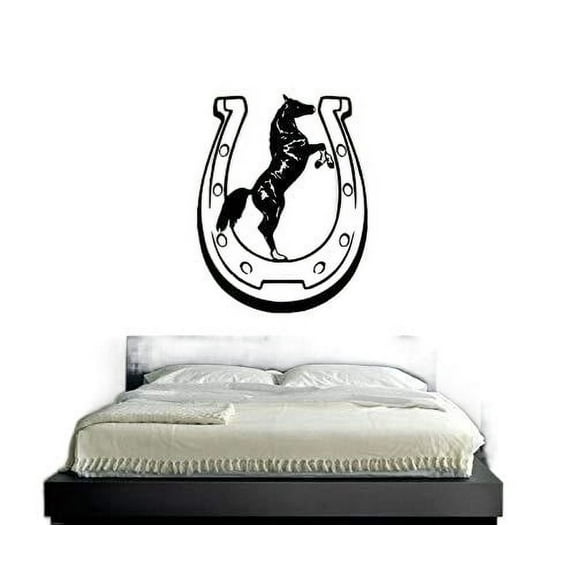 Vinyl Sticker Horseshoe Logo Sign Horse Racing Jockey Lucky Good Luck Mural Decal Wall Art Decor