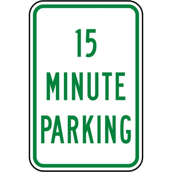 Vinyl Stickers - 15 Minute Parking Sign - Safety and Warning Warehouse Signs Stickers - 24" x 30" - 6 Pack