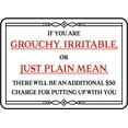 thumbnail image 1 of Vinyl Stickers - $50 Charge for Putting Up with You Sign - Safety and Warning Warehouse Signs Stickers - 18" x 24" - 3 Pack, 1 of 5