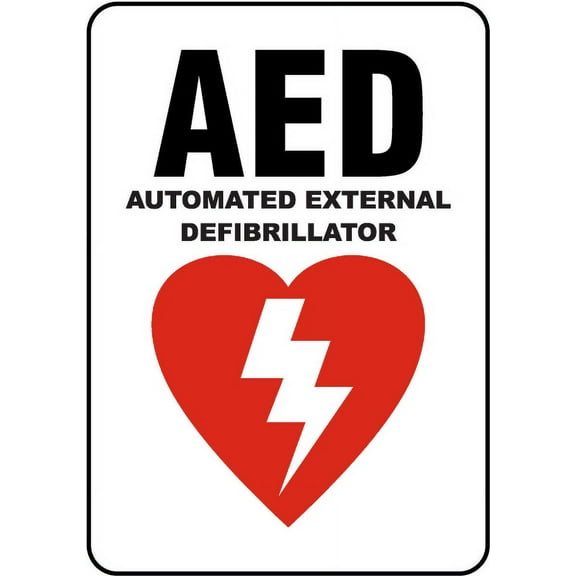 Vinyl Stickers - AED Sign 1-Safety and Warning Warehouse Signs Stickers - 10" x 7" - 3 Pack